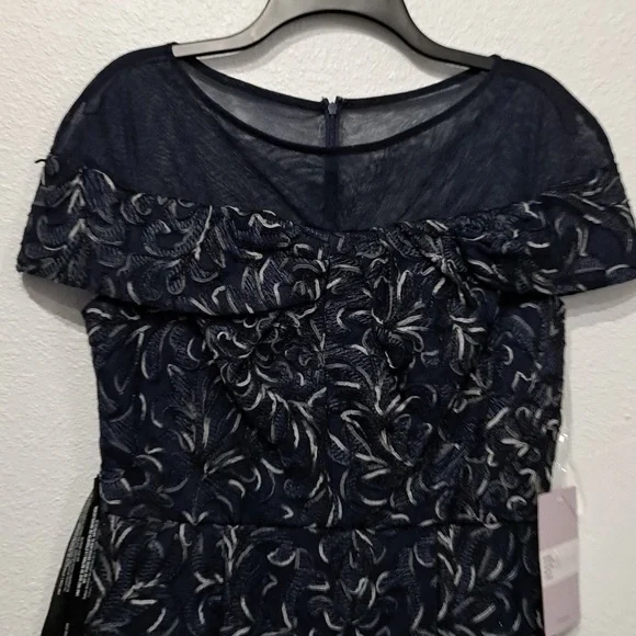 JS Collections Illusion Mesh Off-the-Shoulder Short Sleeve Gown - Picture 6 of 9